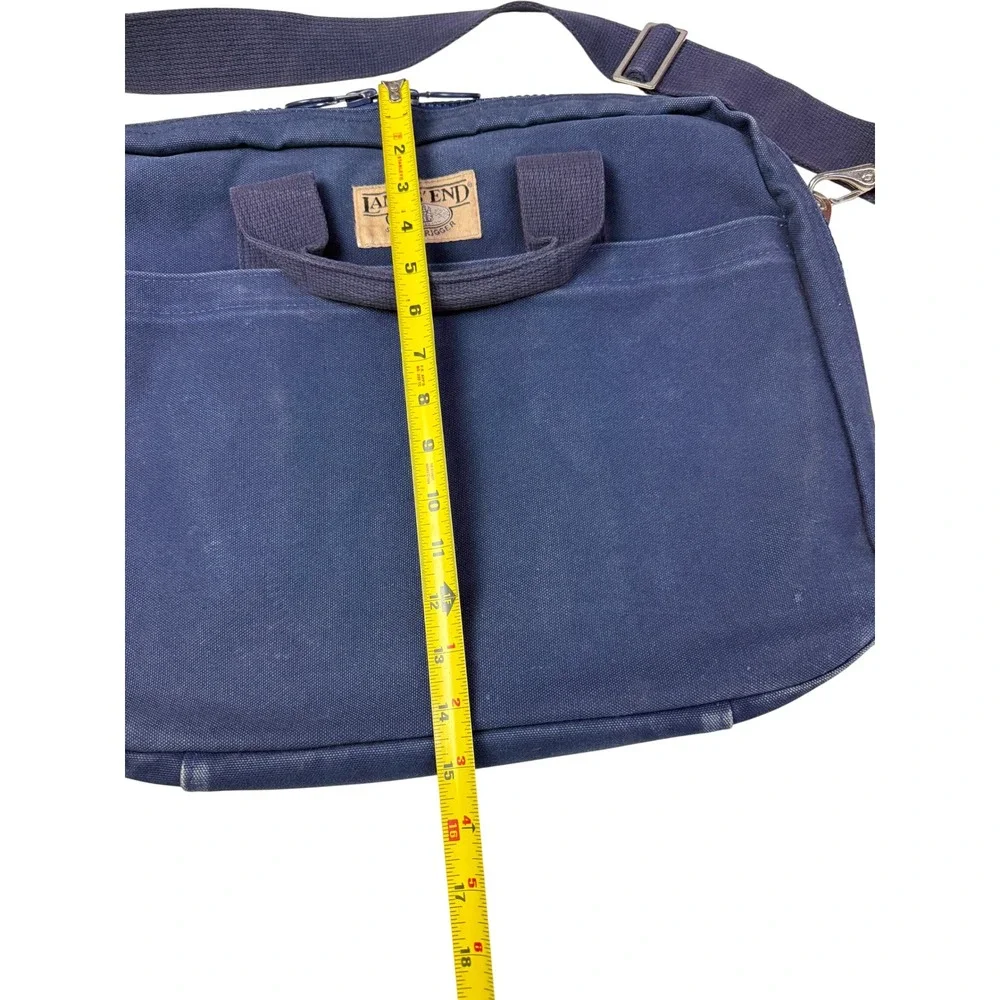 Vtg‎ Lands End Square Rigger Navy Blue Canvas Briefcase Messenger Bag Laptop